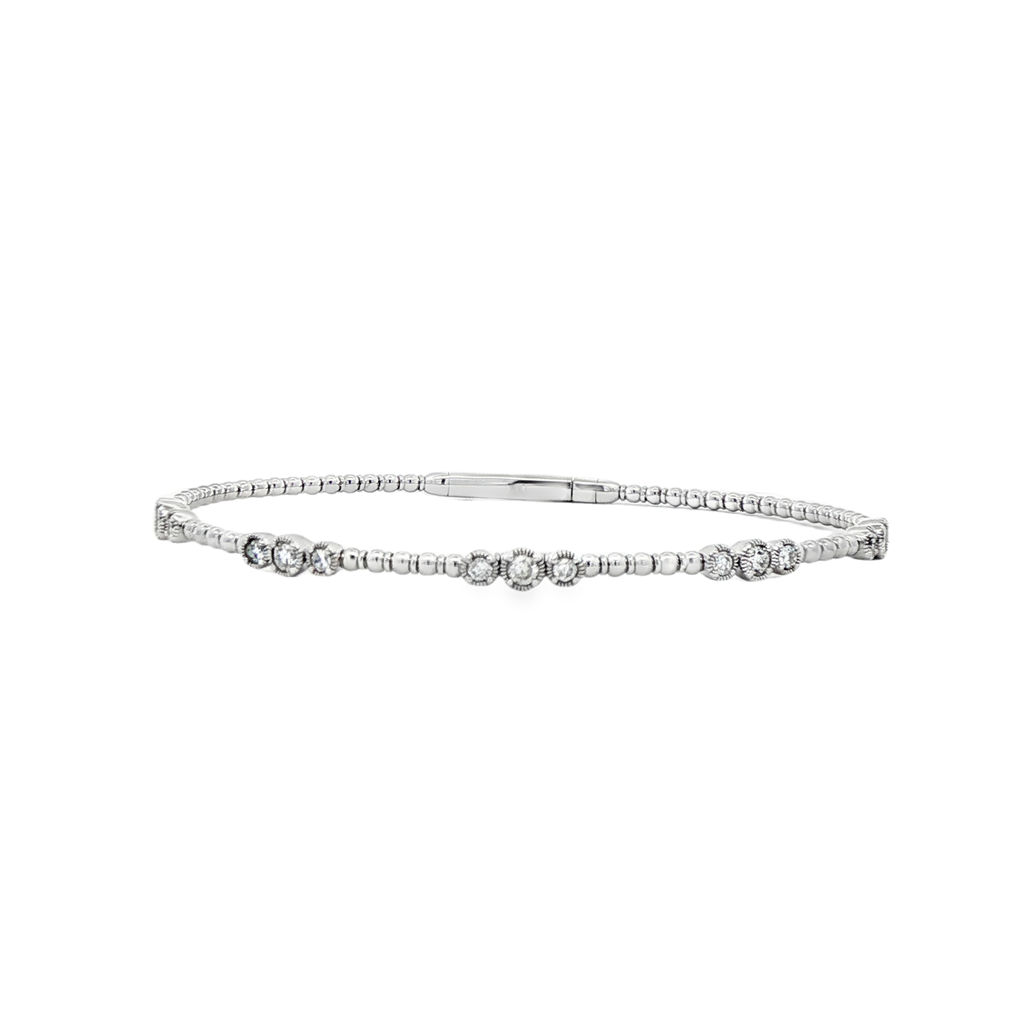 14K White Gold Three-Bezel Diamond Flexi Bracelet – 0.50ctw.