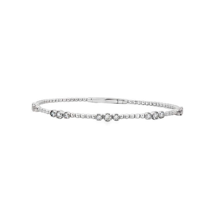14K White Gold Three-Bezel Diamond Flexi Bracelet – 0.50ctw.