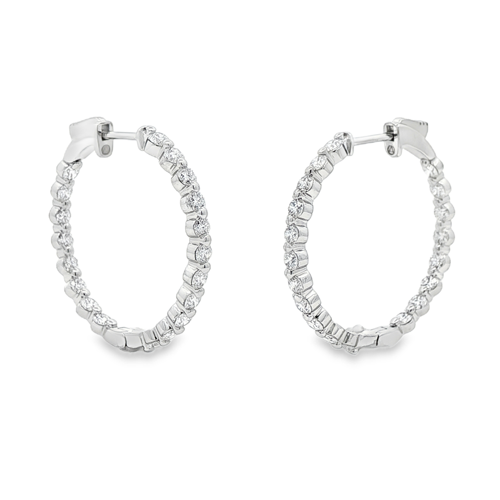 14K White Gold Inside-Out Lab Diamond Hoop Earrings – 2.09ctw.