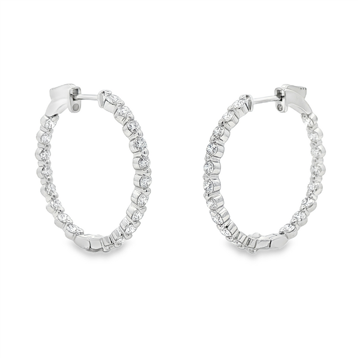 14K White Gold Inside-Out Lab Diamond Hoop Earrings – 2.09ctw.