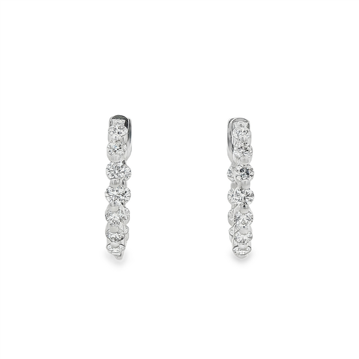 18K White Gold Natural Diamond Hoop Earrings – 1.24ctw, Hearts & Arrows, 18.5 x 20.3mm, 4.6g