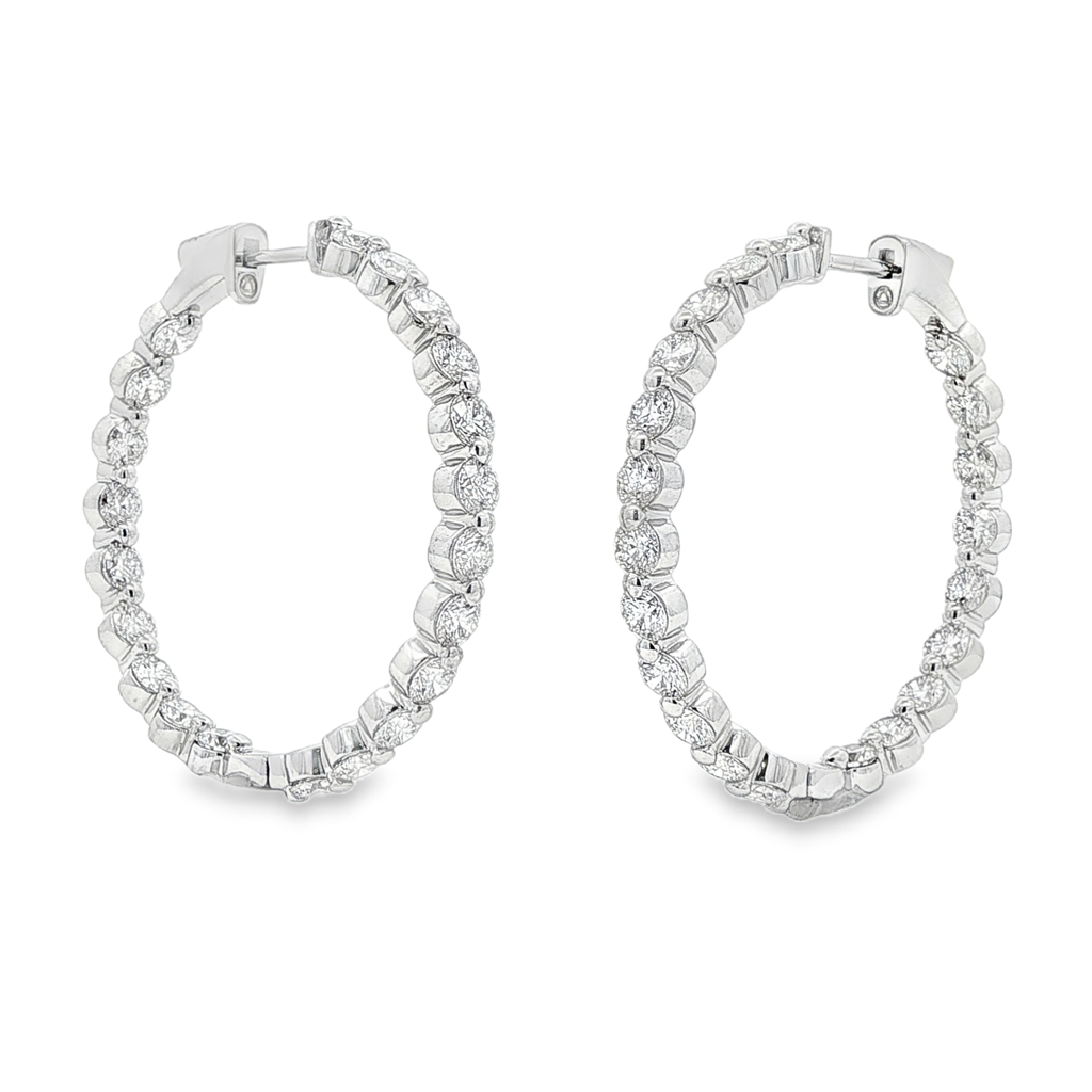 14K White Gold Inside-Out Lab Diamond Hoop Earrings – 5.47ctw.