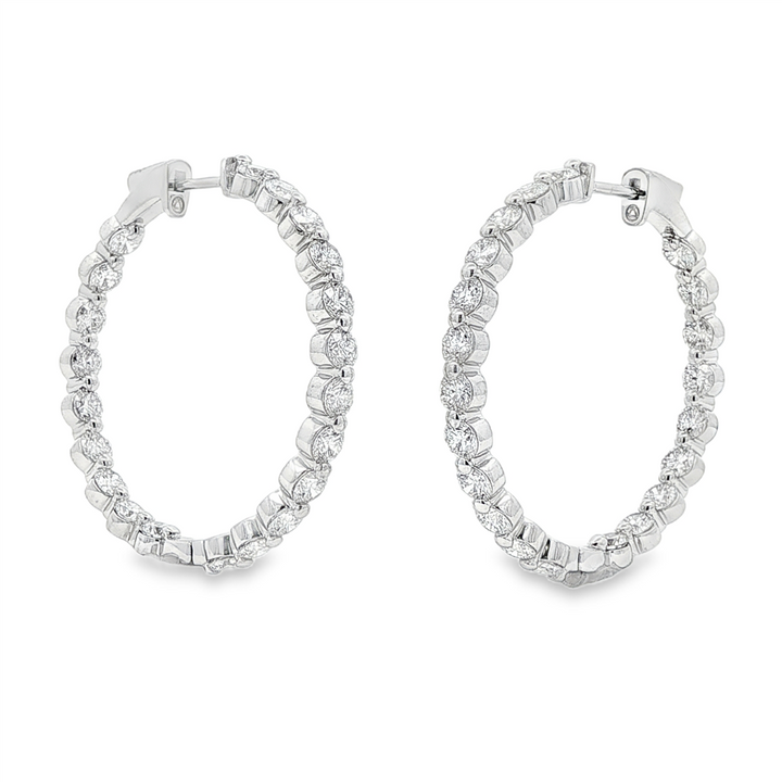 14K White Gold Inside-Out Lab Diamond Hoop Earrings – 5.47ctw.