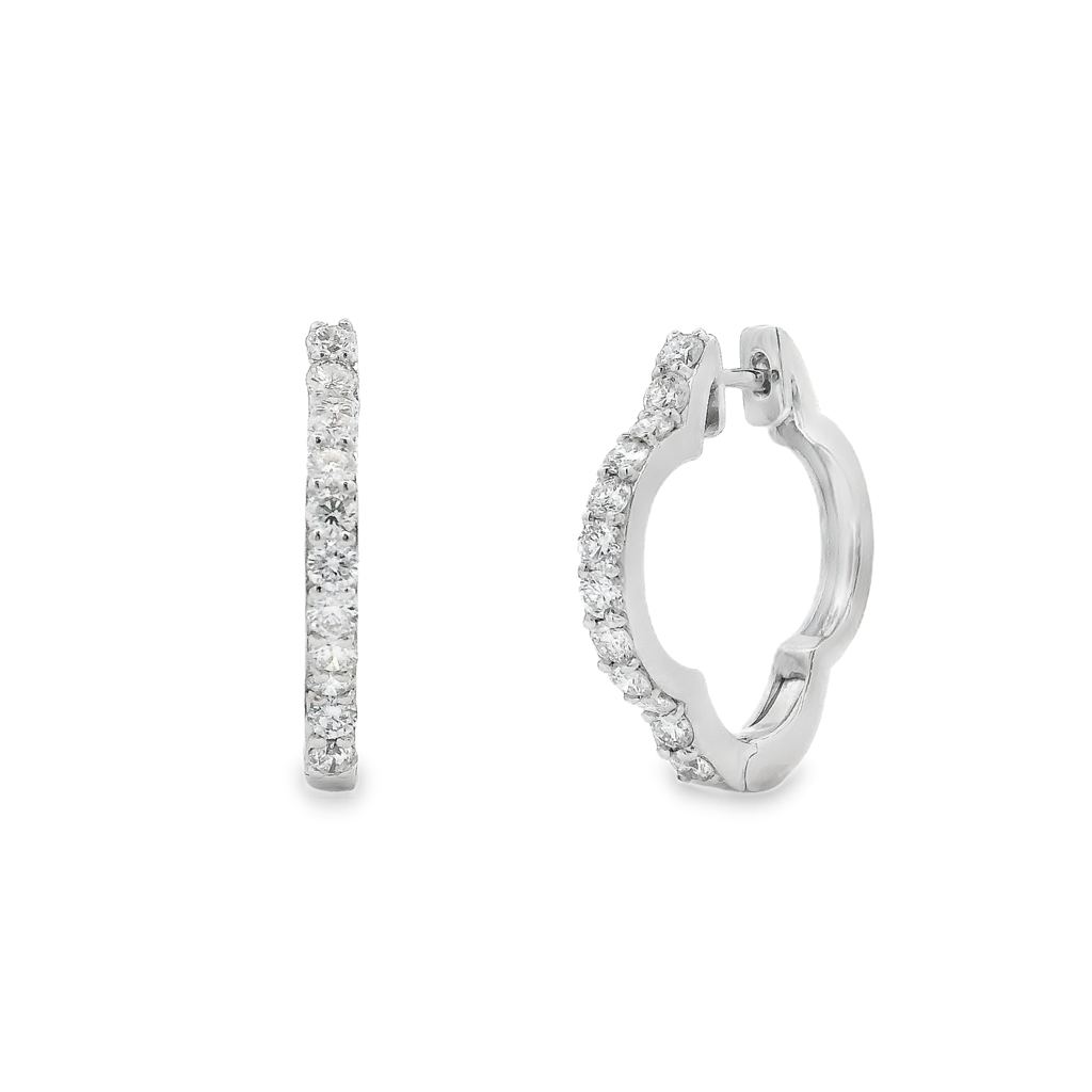 18K White Gold Natural Diamond Clover Hoop Earrings – 0.86ctw.