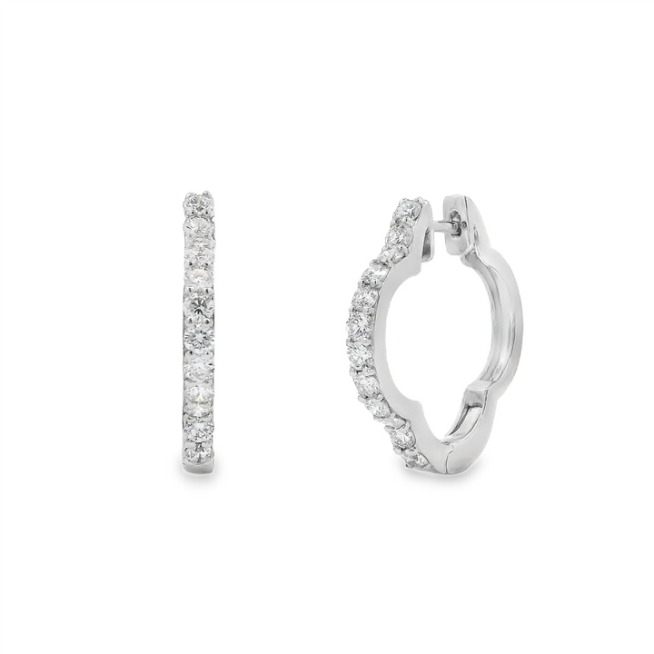 18K White Gold Natural Diamond Clover Hoop Earrings – 0.86ctw.