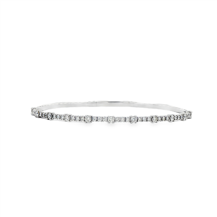 14K White Gold Two-Size Half Diamond Flexi Bracelet – 1.00ctw.