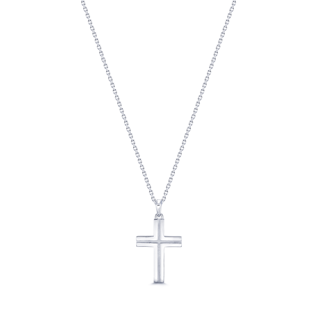 14K White Gold Cross Pendant