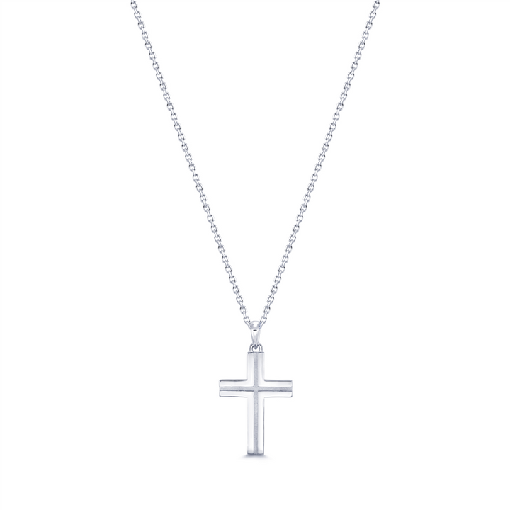 14K White Gold Cross Pendant