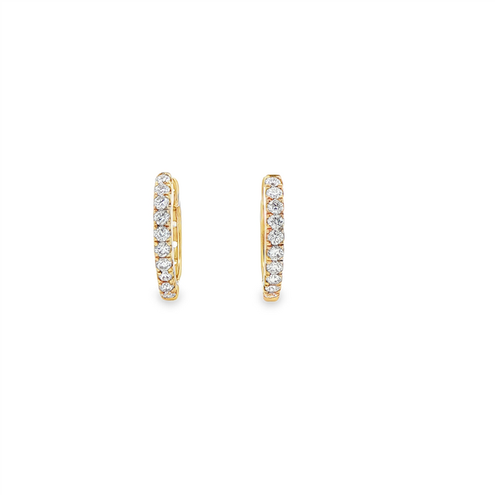 14K Yellow Gold Natural Diamond Huggie Earrings – 0.24ctw, 12mm