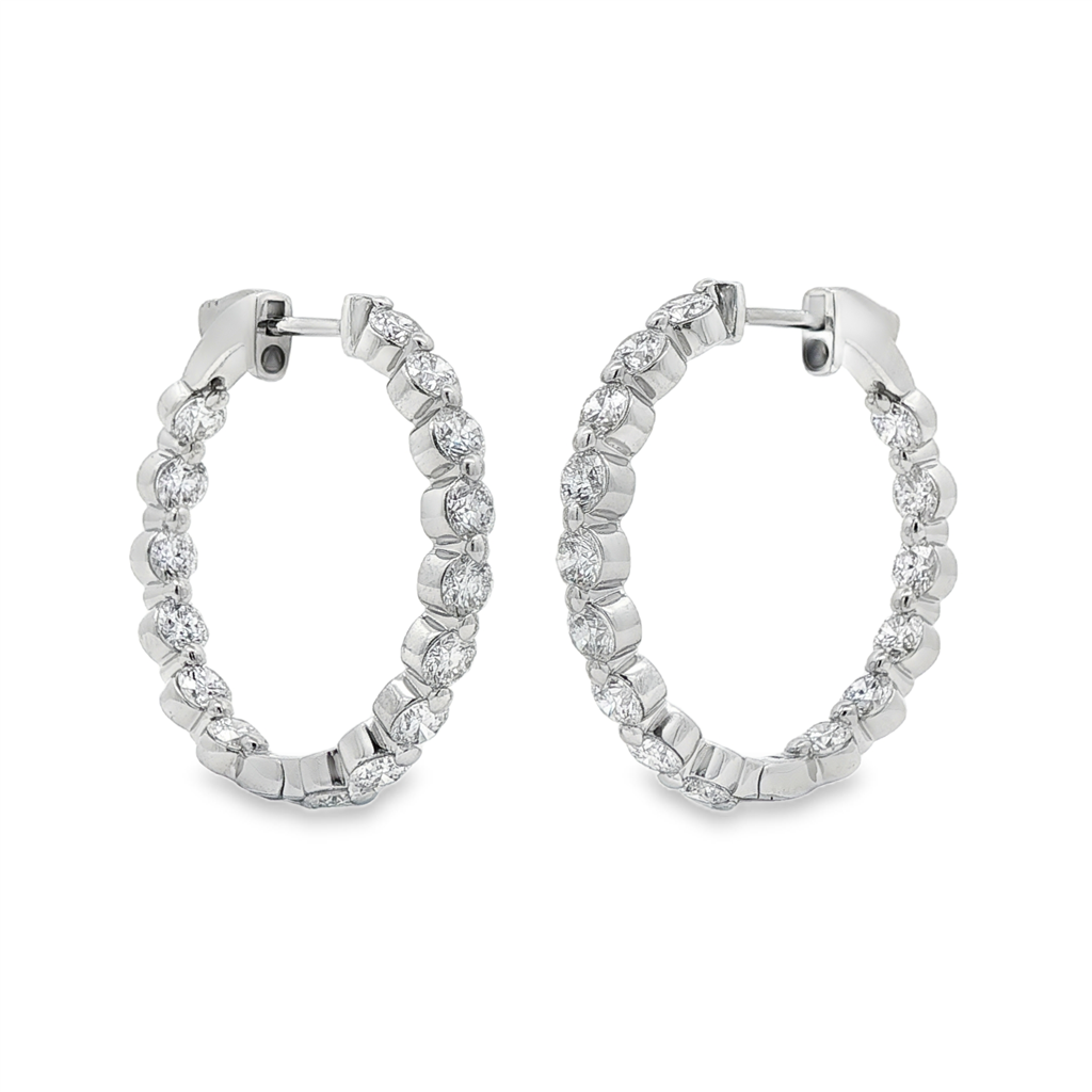14K White Gold 27mm Inside-Out Lab Grown Diamond Hoop Earrings – 3.94ctw.