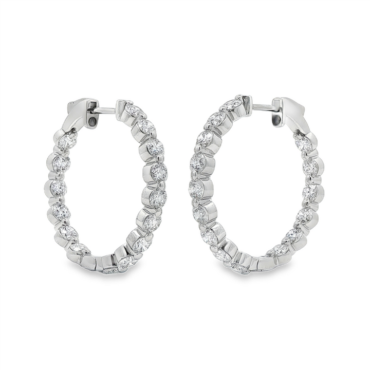 14K White Gold 27mm Inside-Out Lab Grown Diamond Hoop Earrings – 3.94ctw.