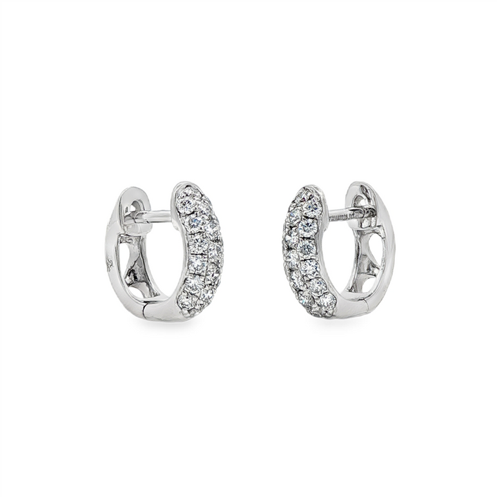 14K White Gold 11x3mm Diamond Huggie Earrings – 0.52ctw.