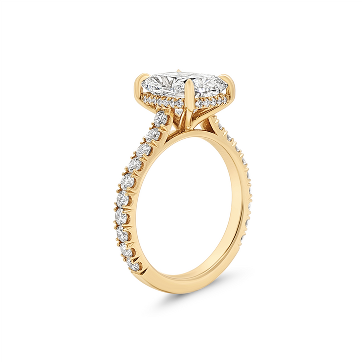 14K Yellow Gold Hidden Halo Lab Grown Diamond Semi-Mount Engagement Ring