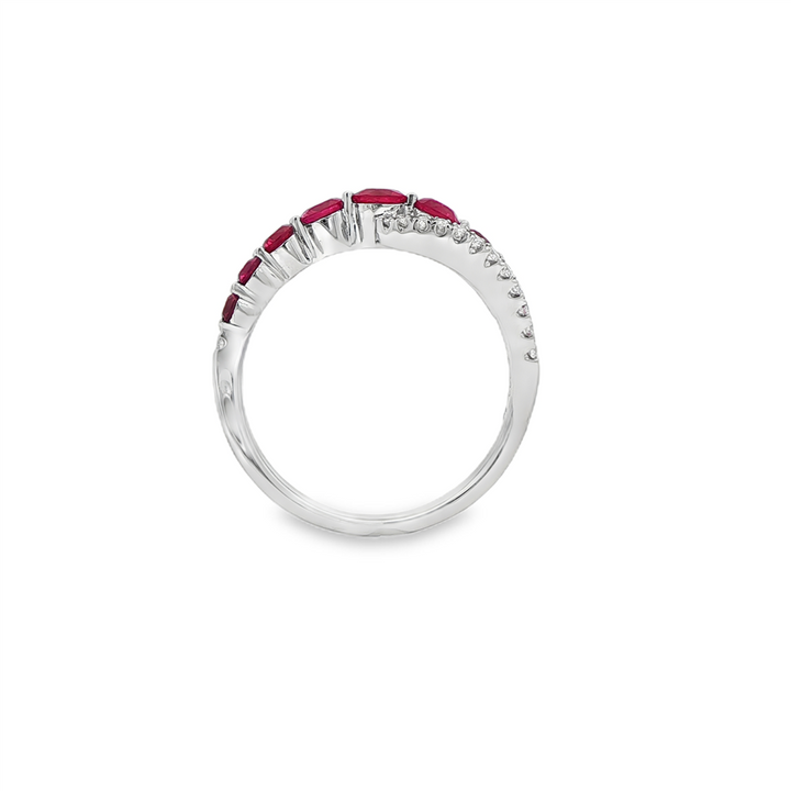Platinum Ruby & Diamond Ring – 0.85ctw Rubies, 0.16ctw Diamonds