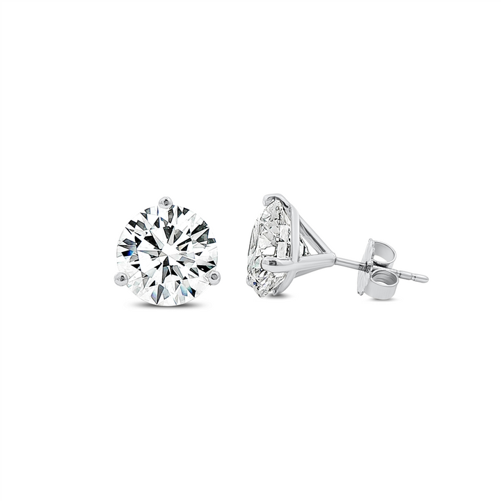 14K White Gold Lab Diamond Martini Stud Earrings – 6.05ctw D/VVS (IGI Certified)