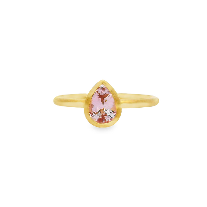 18K Yellow Gold Pear-Shaped Pink Tourmaline Ring – 0.71ct.