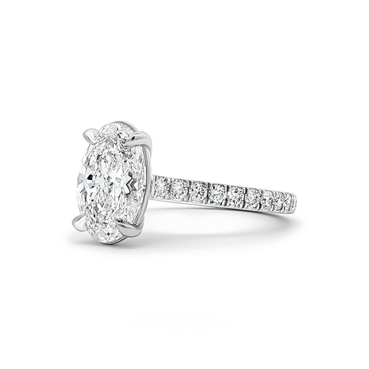 14K White Gold Cathedral Lab Grown Diamond Semi-Mount Engagement Ring