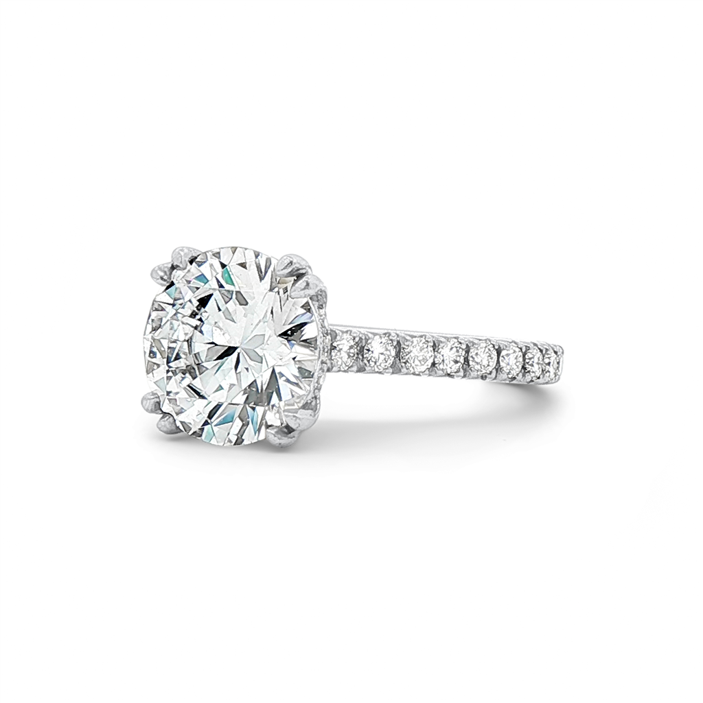Platinum Hidden Halo Natural Diamond Semi-Mount Engagement Ring