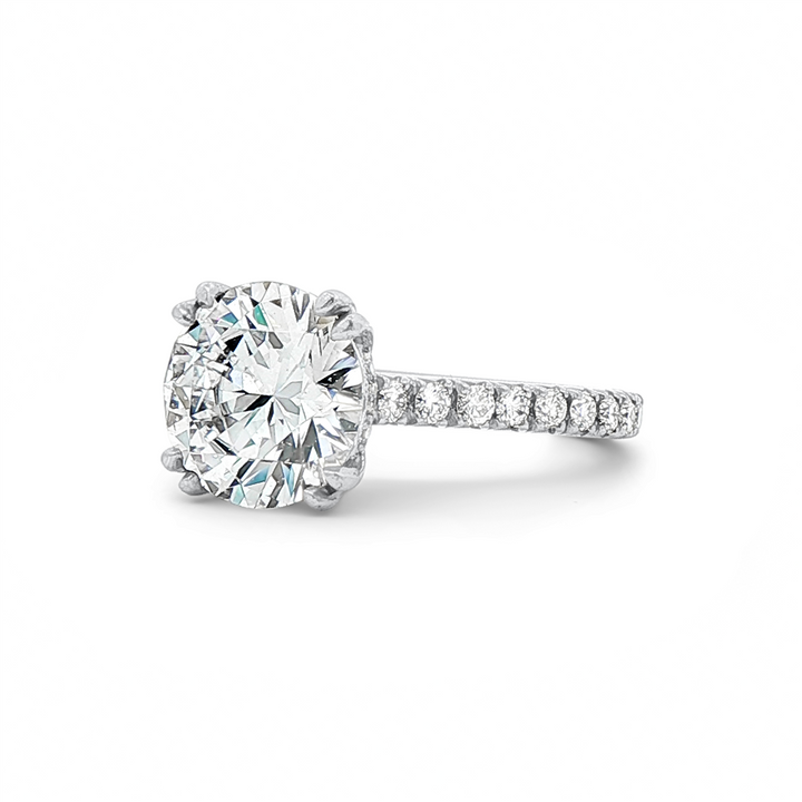 Platinum Hidden Halo Natural Diamond Semi-Mount Engagement Ring