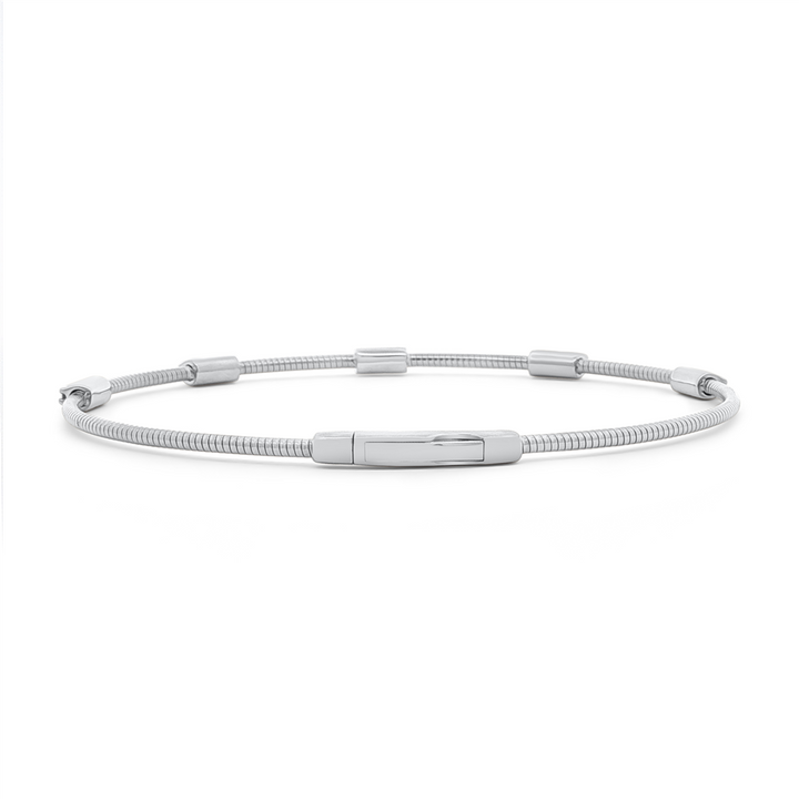 14K White Gold Twist Bar Diamond Flexi Bangle – 0.22ctw.