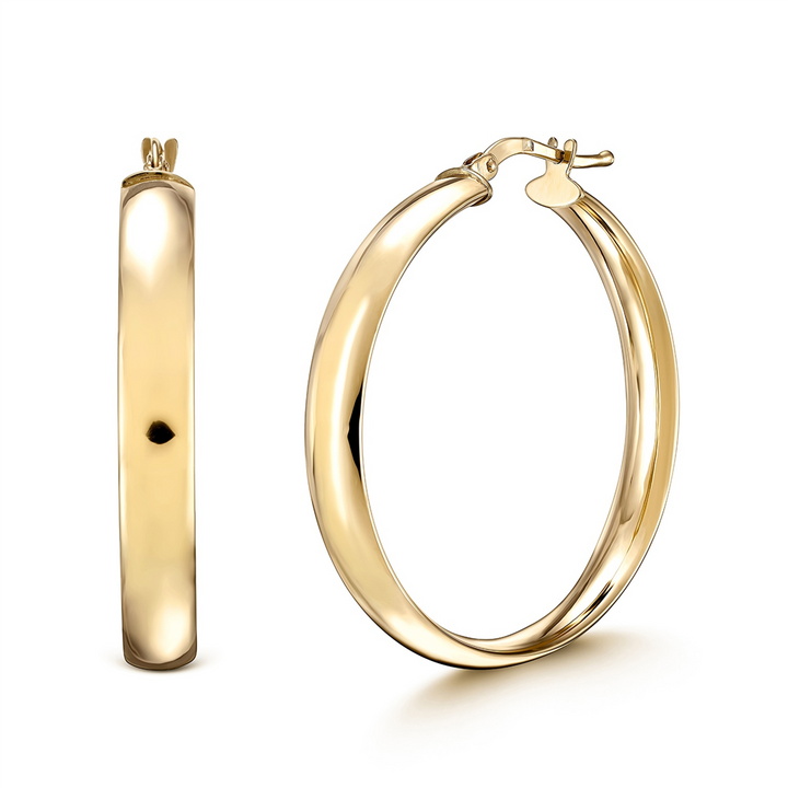 14K Yellow Gold Flat Hoops (30x5mm)