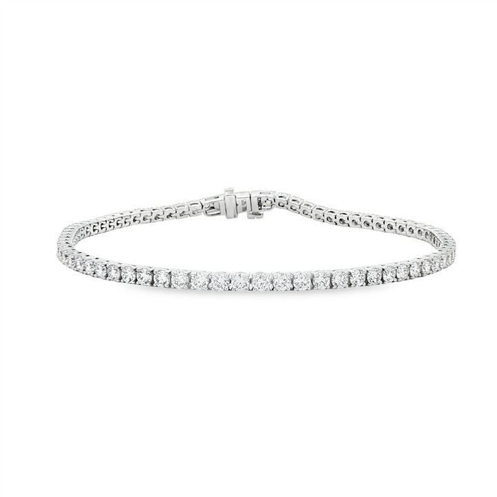 14K White Gold 2.3mm Lab Grown Diamond Tennis Bracelet – 3.07ctw.