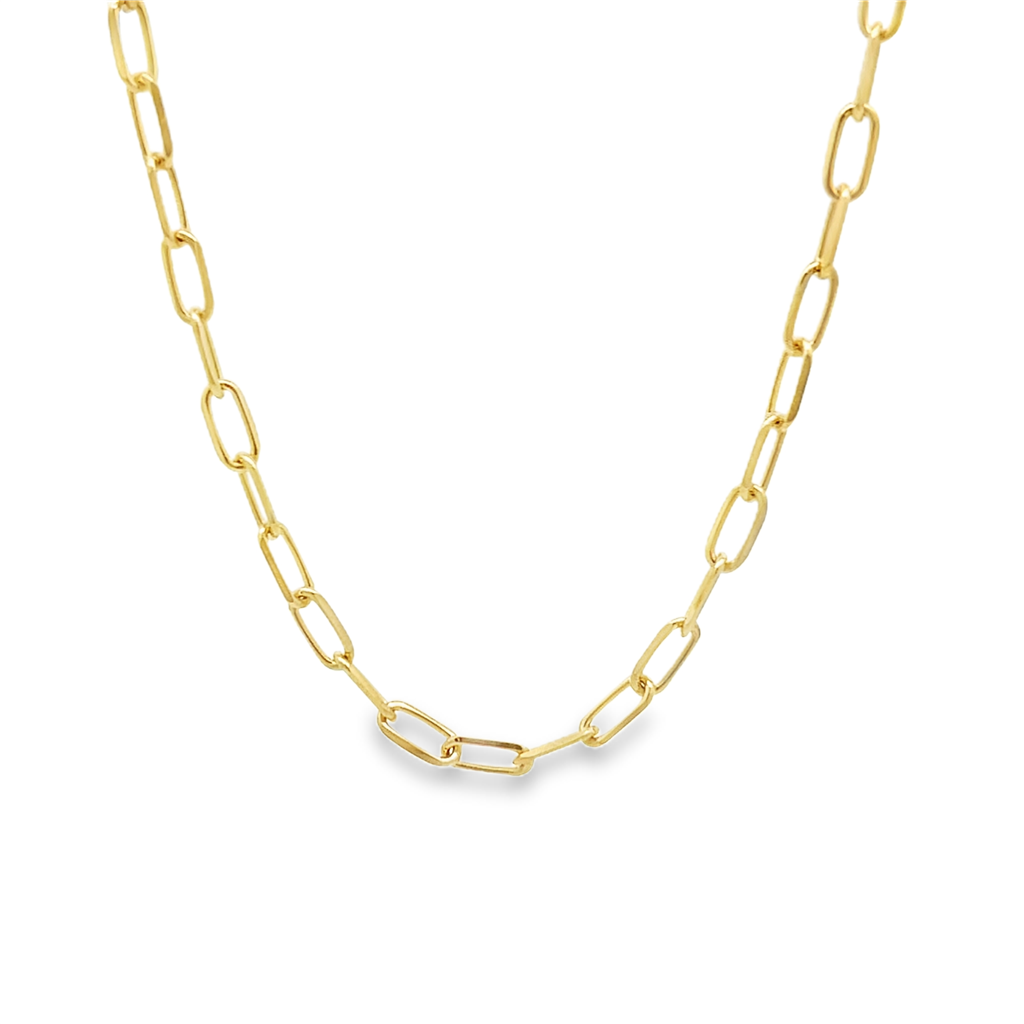 14K Yellow Gold Handmade Long Link Chain – 3.1 × 7.1mm, 18"
