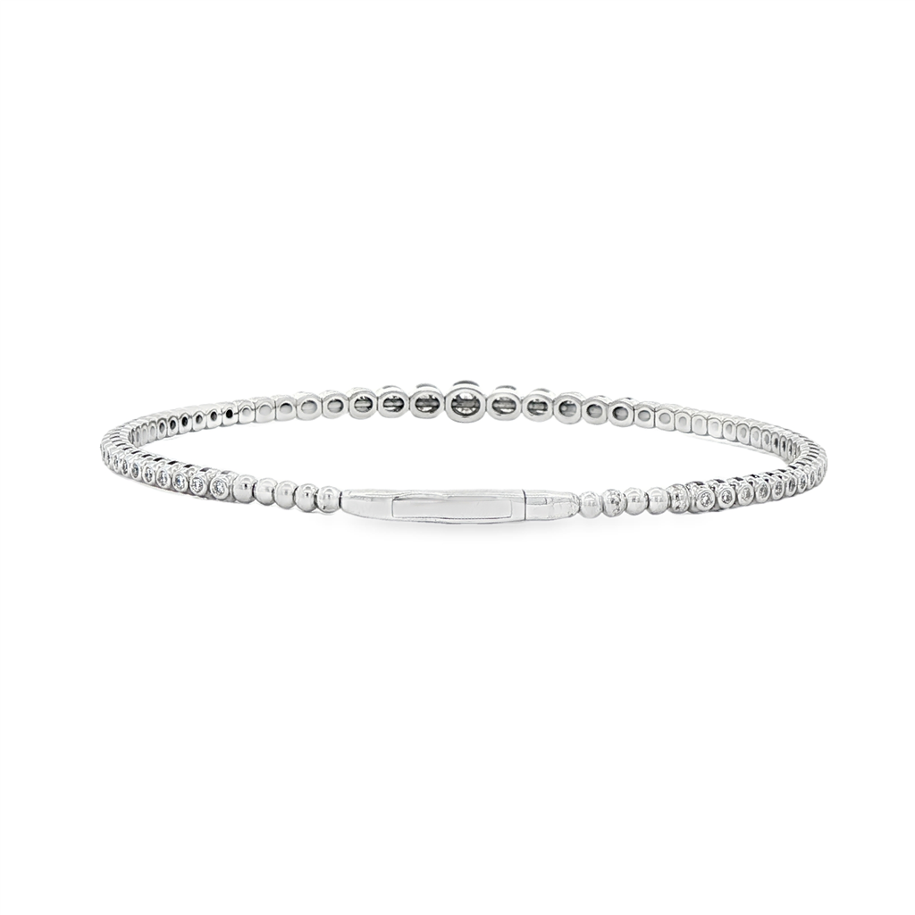 14K White Gold Graduated Bezel Diamond Flexi Bracelet - 1.00ctw.