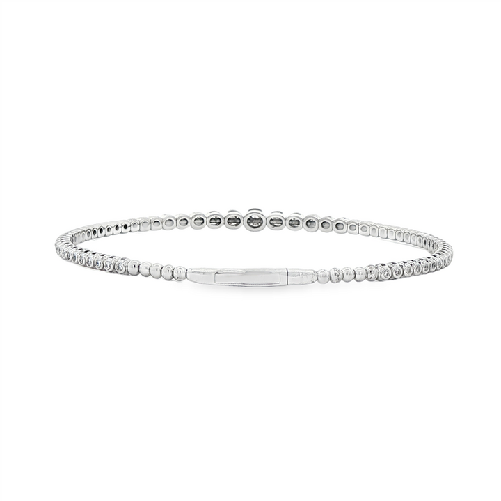 14K White Gold Graduated Bezel Diamond Flexi Bracelet - 1.00ctw.
