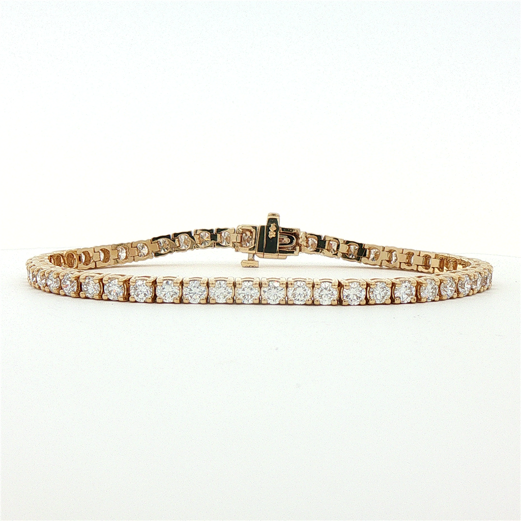 14K Yellow Gold Natural Diamond Tennis Bracelet – 5.46 Carats