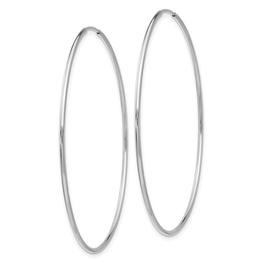 14K White Gold Polished Endless Hoop Earrings – 1.2mm, 1.9g