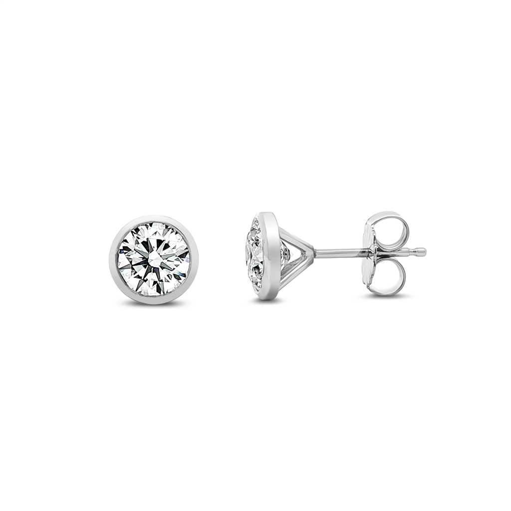 14K White Gold Lab Diamond Bezel Stud Earrings – 1.50ctw.