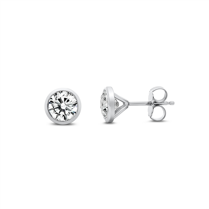 14K White Gold Lab Diamond Bezel Stud Earrings – 1.50ctw.