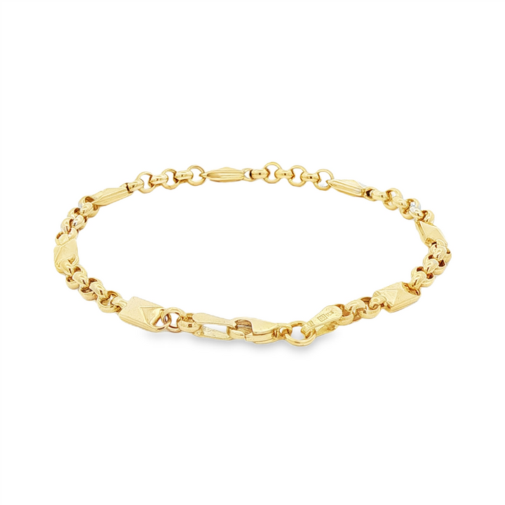 14K Yellow Gold Hollow Stud Bracelet – 4mm, 7", 3.2g