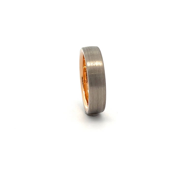 14K Grey Gold Men’s Band with 18K Rose Gold Interior