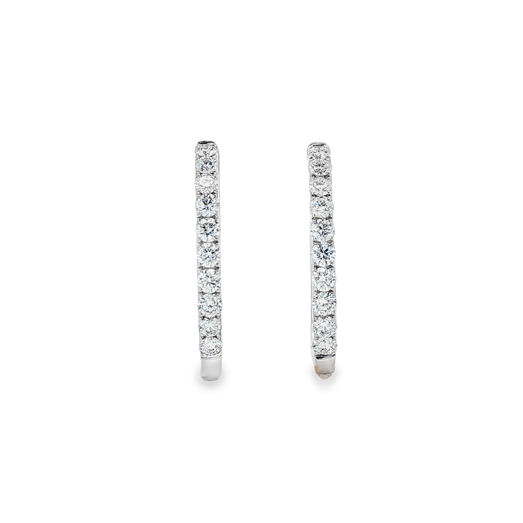 14K White Gold 23x2.2mm Diamond Oval Hoop Earrings – 0.77ctw.