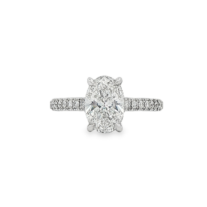 18K White Gold Diamond Sidestone Semi-Mount Ring - 0.77ctw.