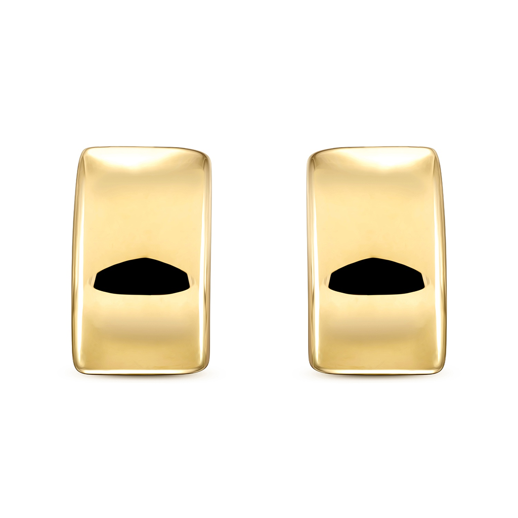 14K Yellow Gold Electroform Square Huggie