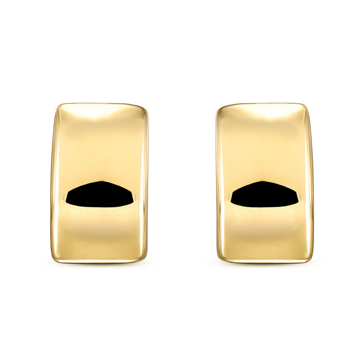 14K Yellow Gold Electroform Square Huggie