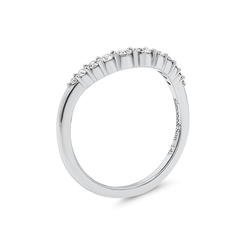 14K White Gold Curved Diamond Ring – 0.32ctw.