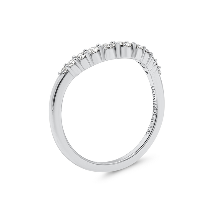 14K White Gold Curved Diamond Ring – 0.32ctw.