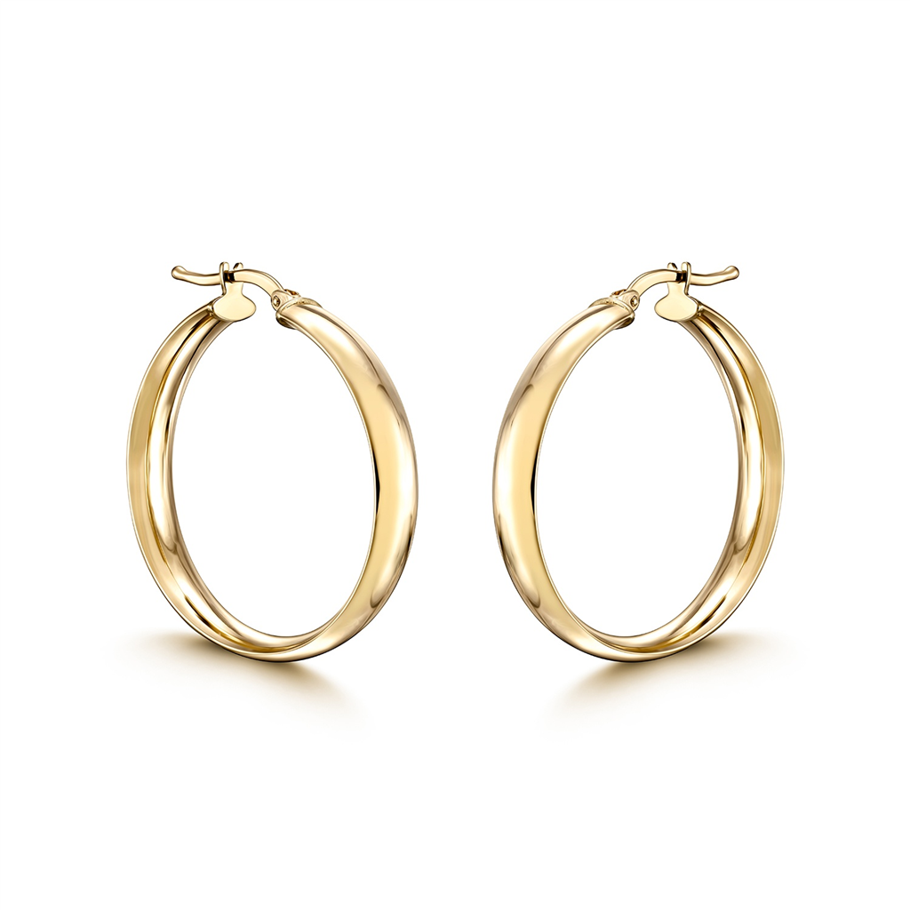 14K Yellow Gold Flat Hoops (25x5mm)