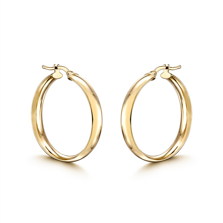 14K Yellow Gold Flat Hoops (25x5mm)