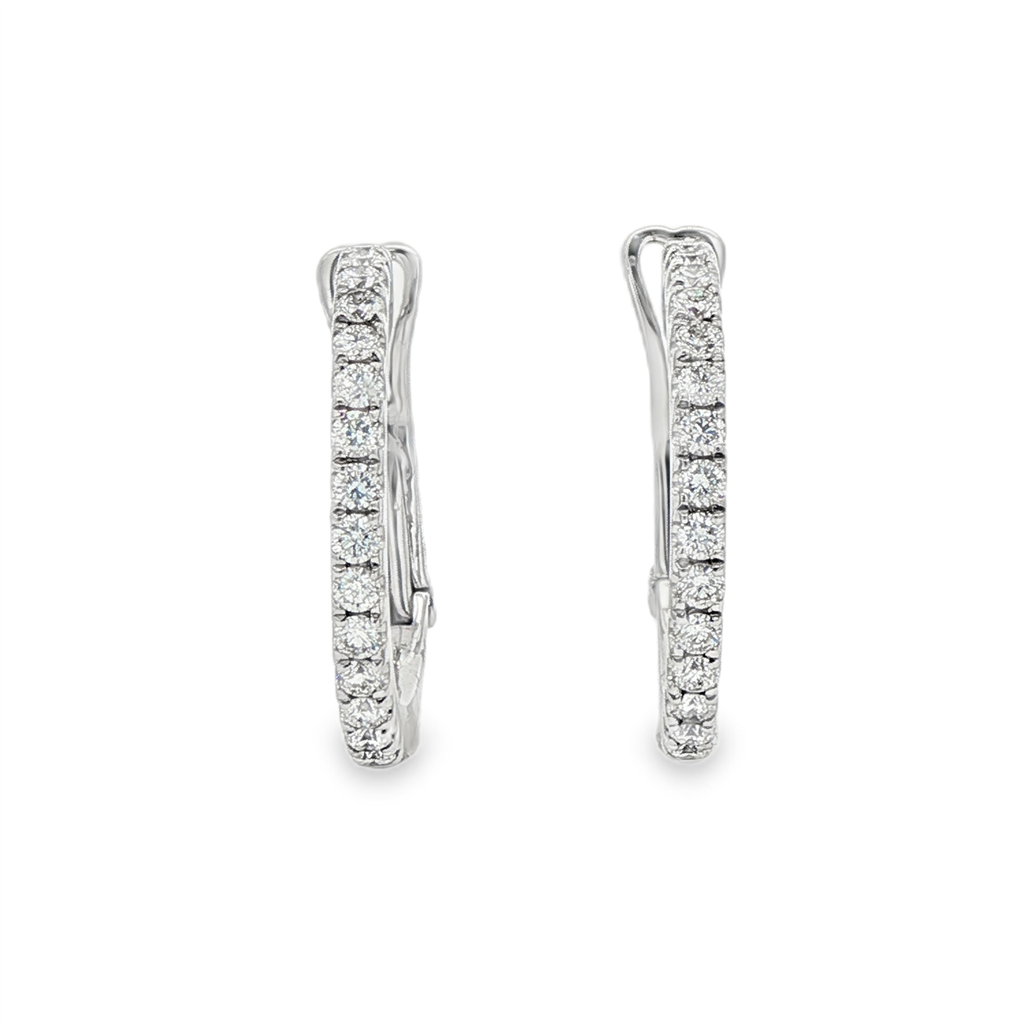 14K White Gold 20x2.1mm Round Diamond Hoop Earrings – 0.68ctw.