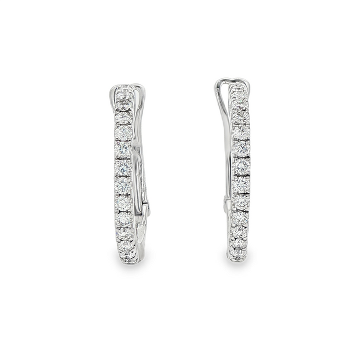14K White Gold 20x2.1mm Round Diamond Hoop Earrings – 0.68ctw.