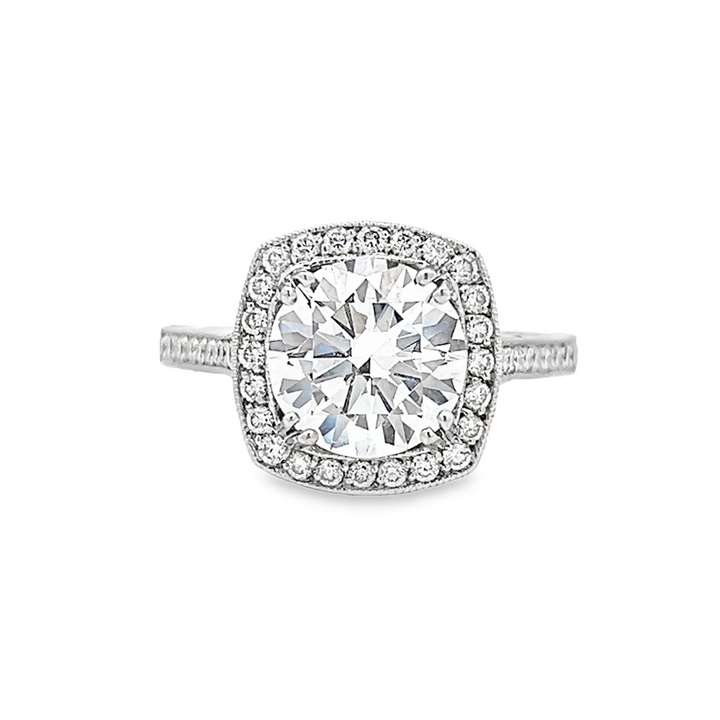 18K White Gold Hand-Engraved Semi-Mount Engagement Ring – 0.50ctw.