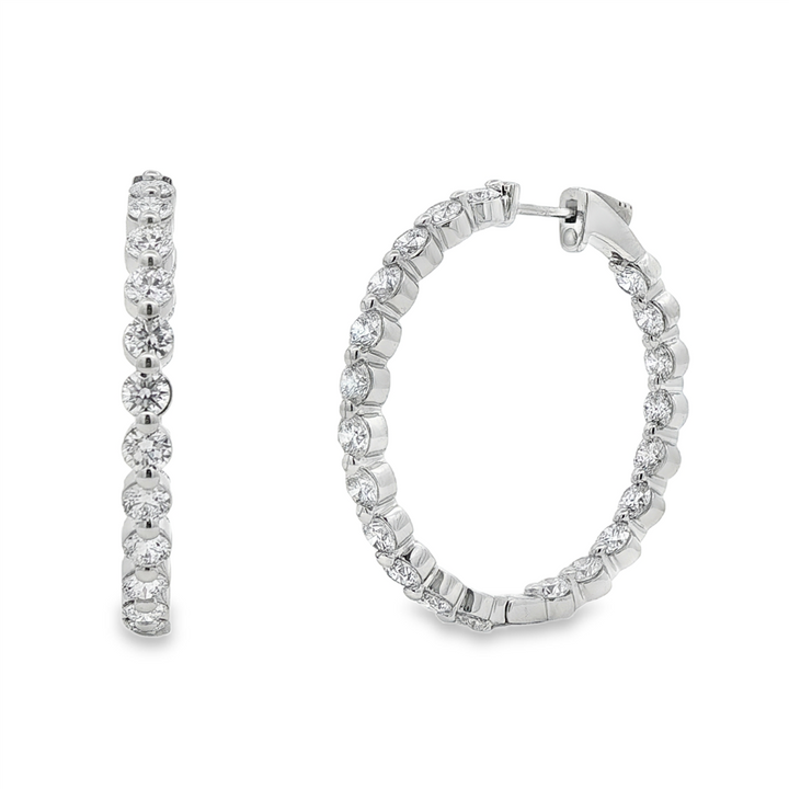 14K White Gold 34mm Inside-Out Lab Grown Diamond Hoop Earrings – 5.47ctw.