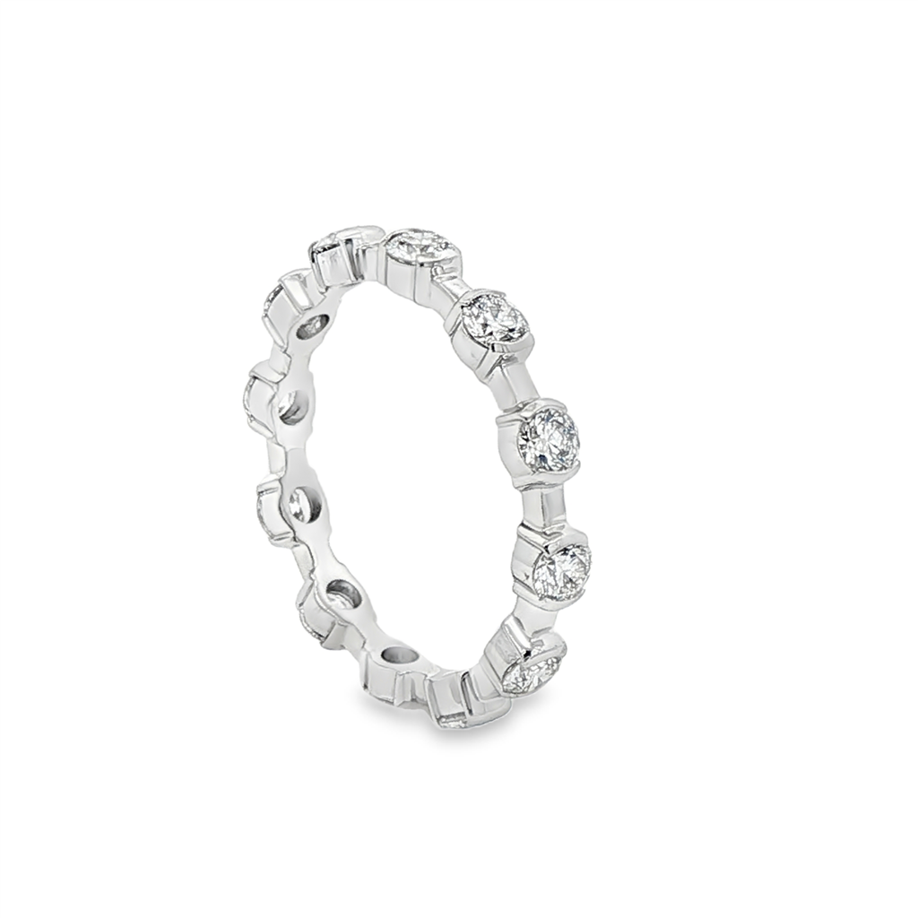 14K White Gold Diamond Semi-Bezel Band – 1.02ctw.