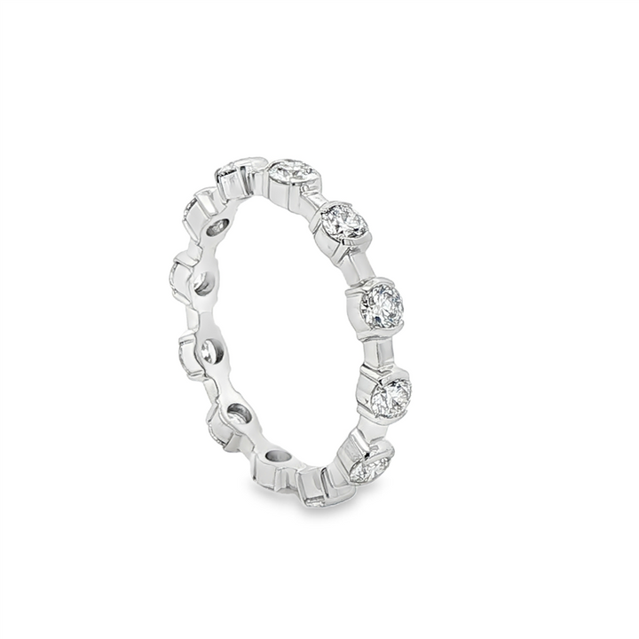 14K White Gold Diamond Semi-Bezel Band – 1.02ctw.