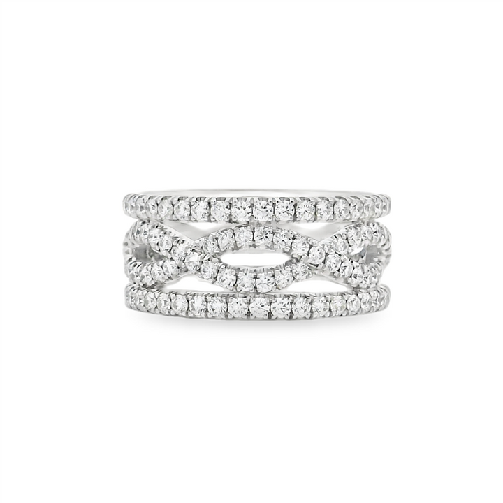14K White Gold Twist/Straight Diamond Band – 1.76ctw.